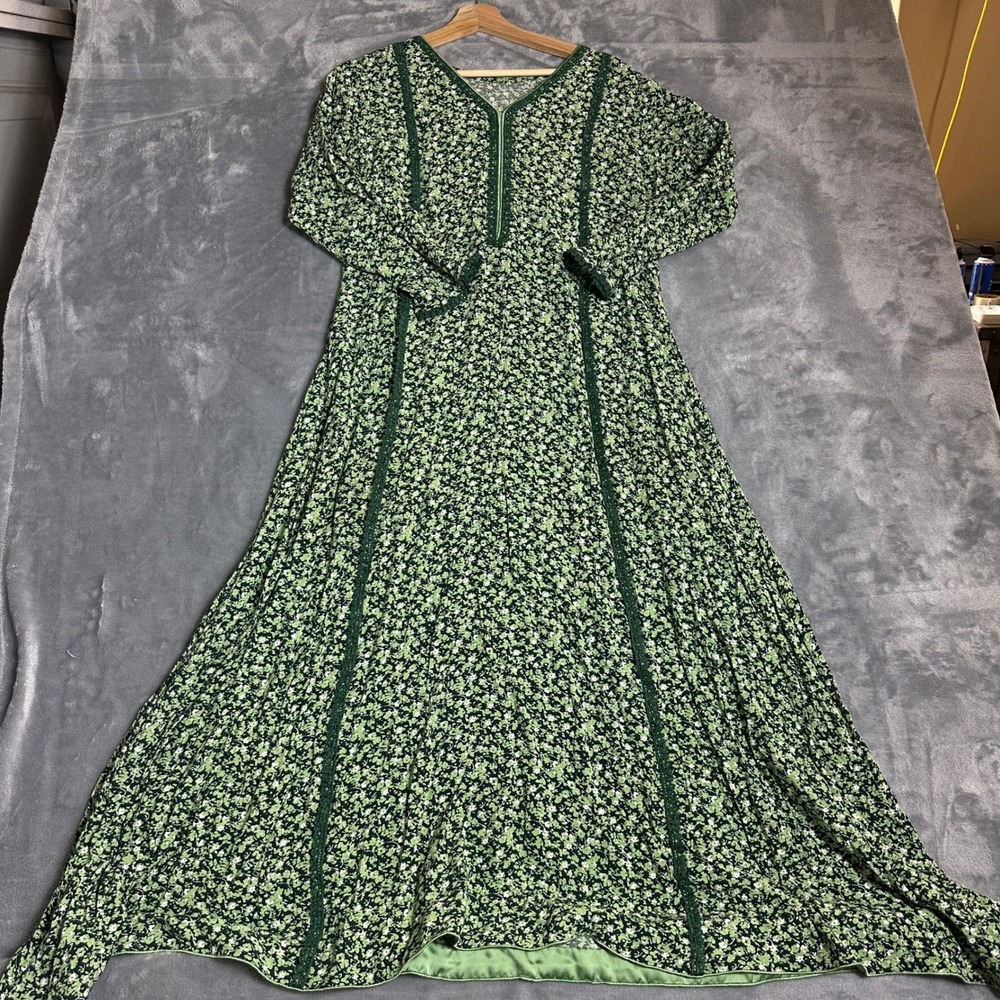 Handmade Prairie Dress Cottagecore Maxi Festival Layer Long Sleeve Coquette